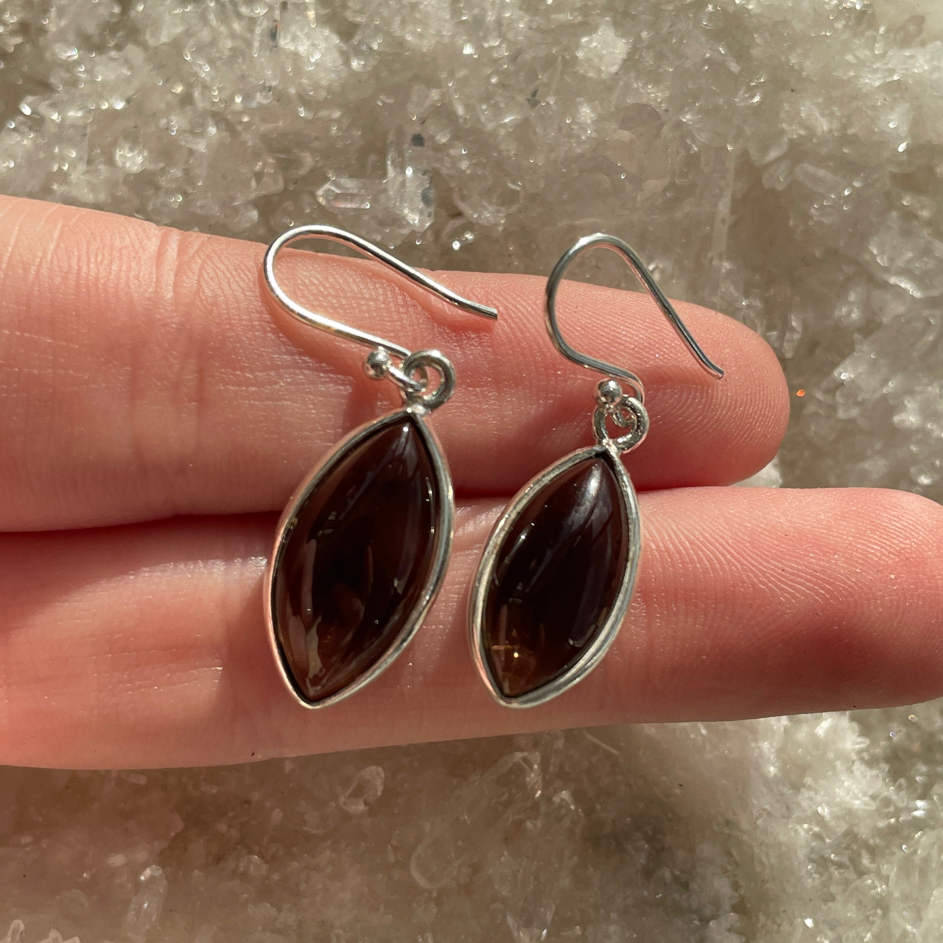 Sterling Silver Earrings - Smokey Quartz - 06 Sterling Silver Earrings - Smokey Quartz - 06